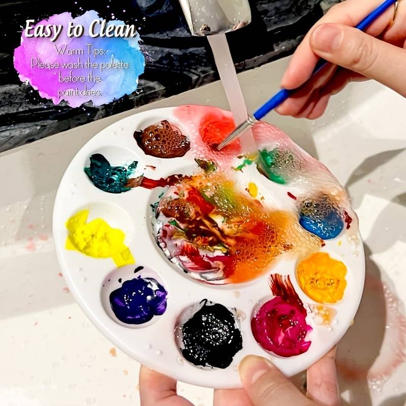 Cool Items, Round Palette, Paint Tray, Palette, Paint Palette With 10  Holes, Reusable Palette For Adult Painting Or Diy Craft Classes - Temu